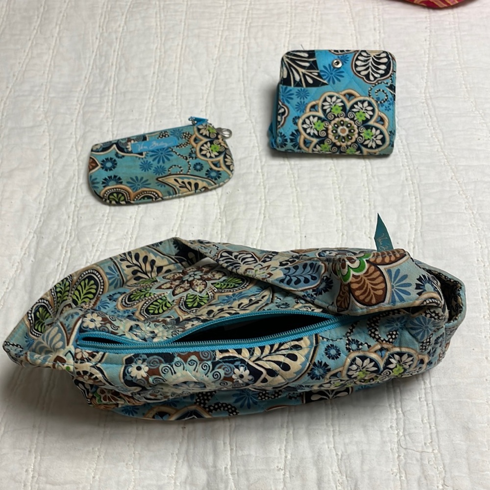 Vera Bradley quilted handbag with two matching wallets